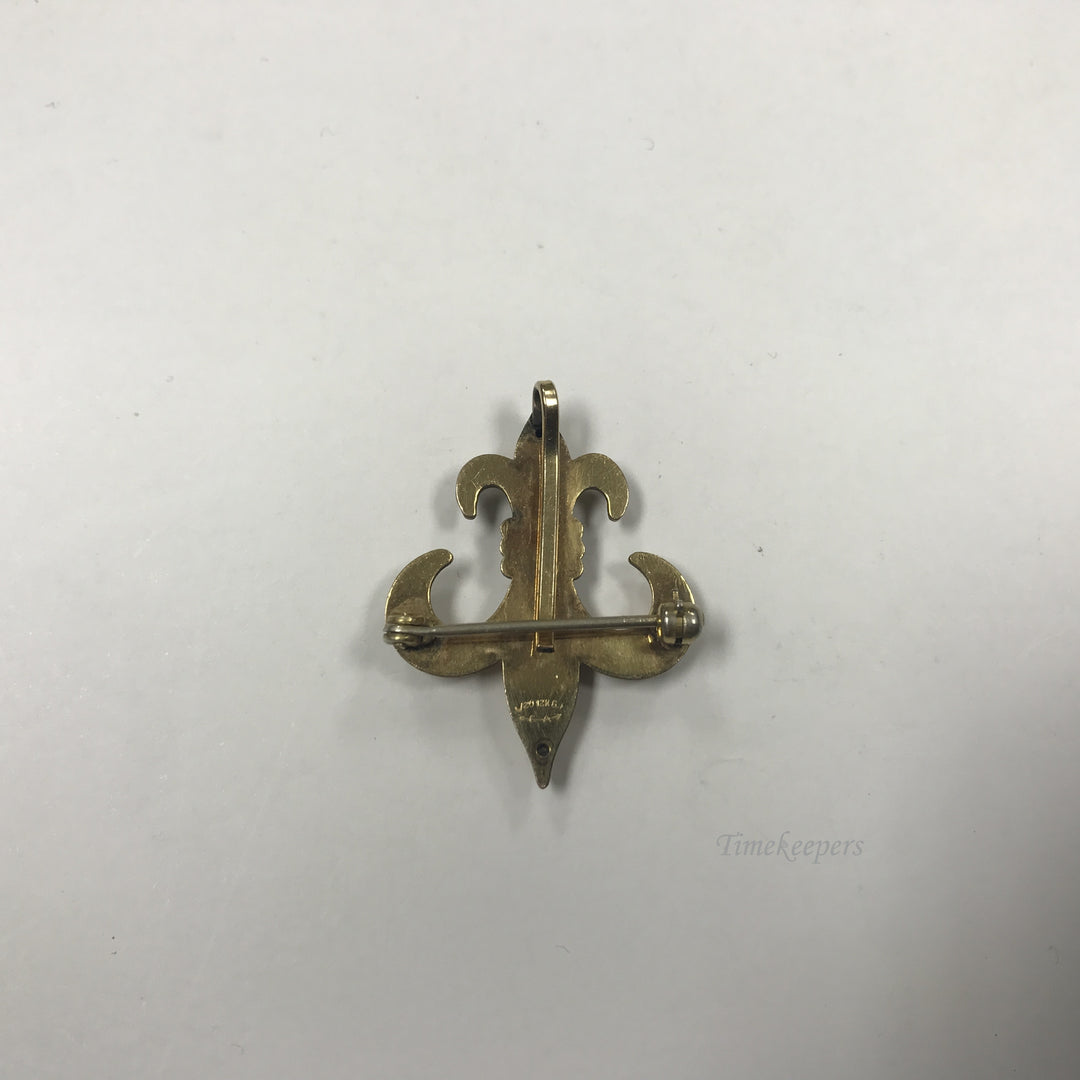 d470 Vintage Fleur de Lis Gold Filled Brooch Lapel Watch Pin