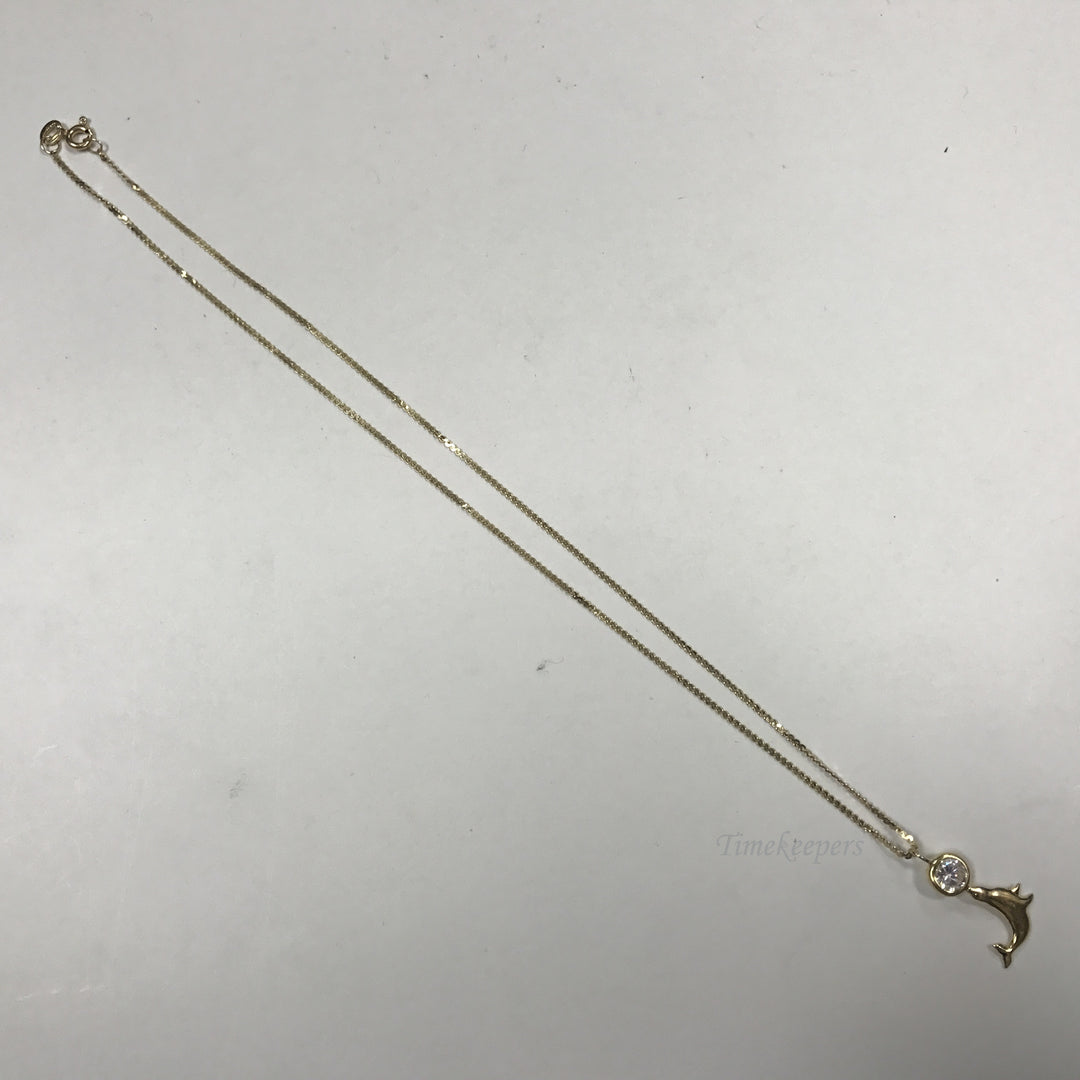 d480 Vintage 14K Yellow Gold CZ Sea Lion Pendant Chain Necklace 16" long