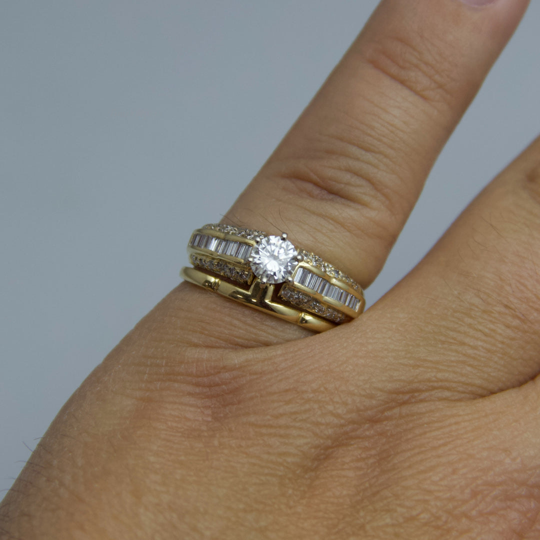 d491 Gorgeous 14kt Yellow Gold Wedding Set