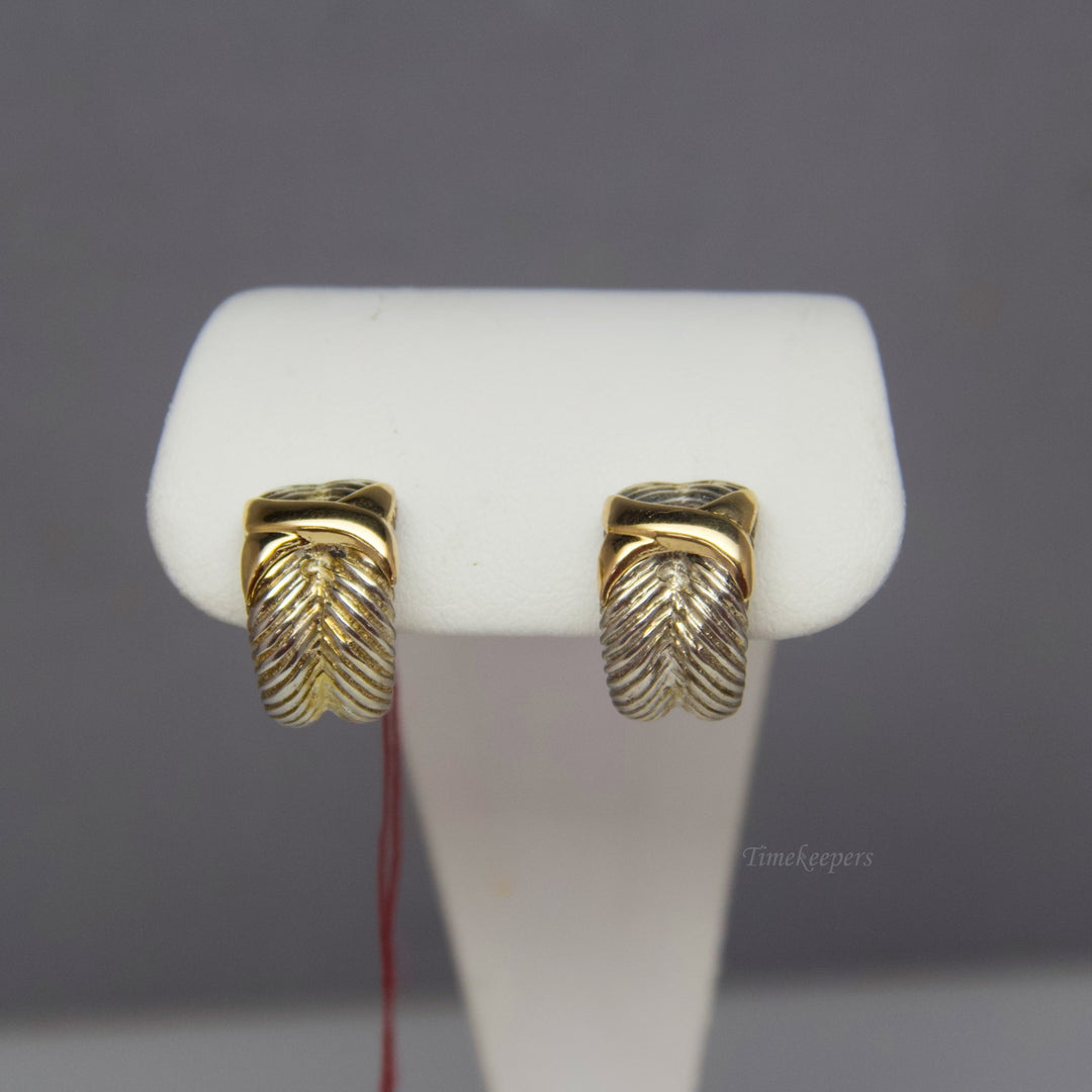 d493 Beautiful 14kt Yellow Gold &amp; Sterling Silver Earrings
