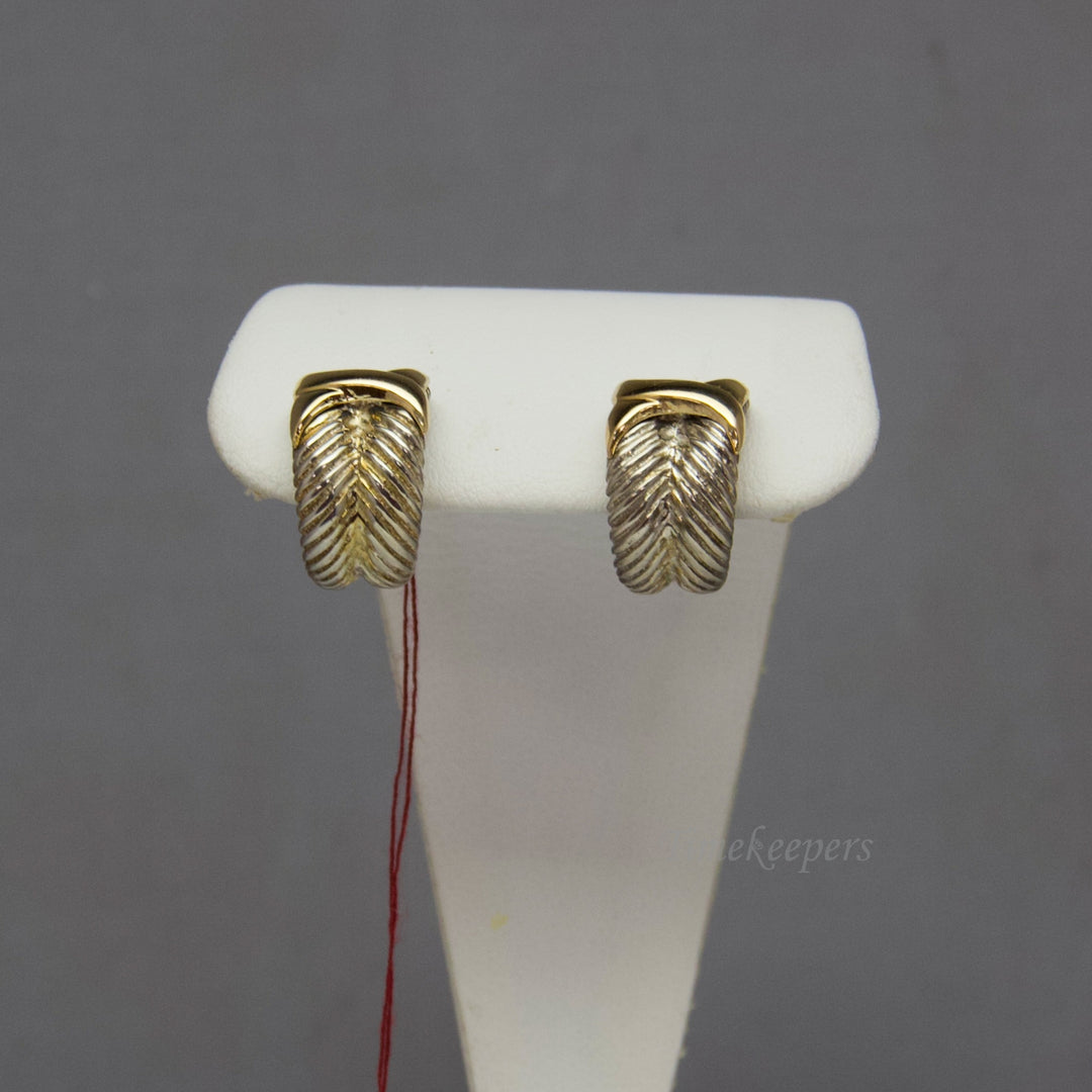 d493 Beautiful 14kt Yellow Gold &amp; Sterling Silver Earrings