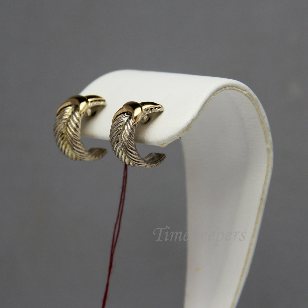 d493 Beautiful 14kt Yellow Gold &amp; Sterling Silver Earrings