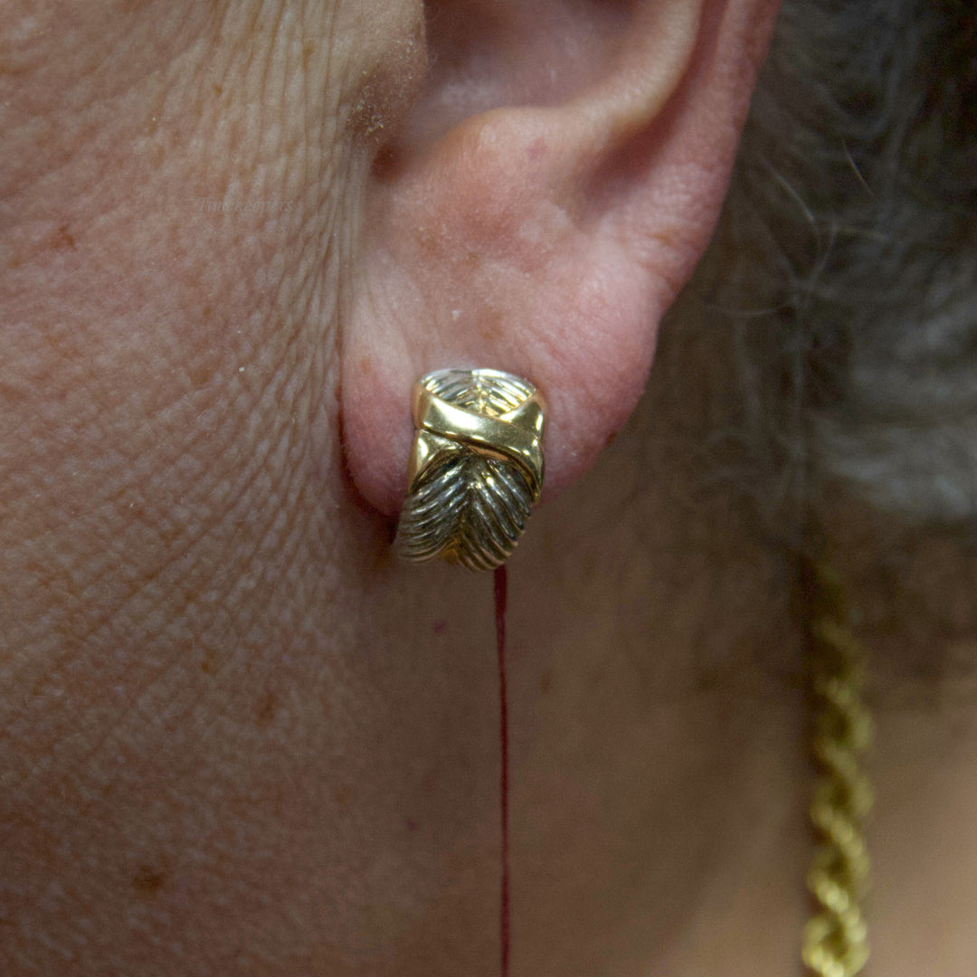 d493 Beautiful 14kt Yellow Gold &amp; Sterling Silver Earrings