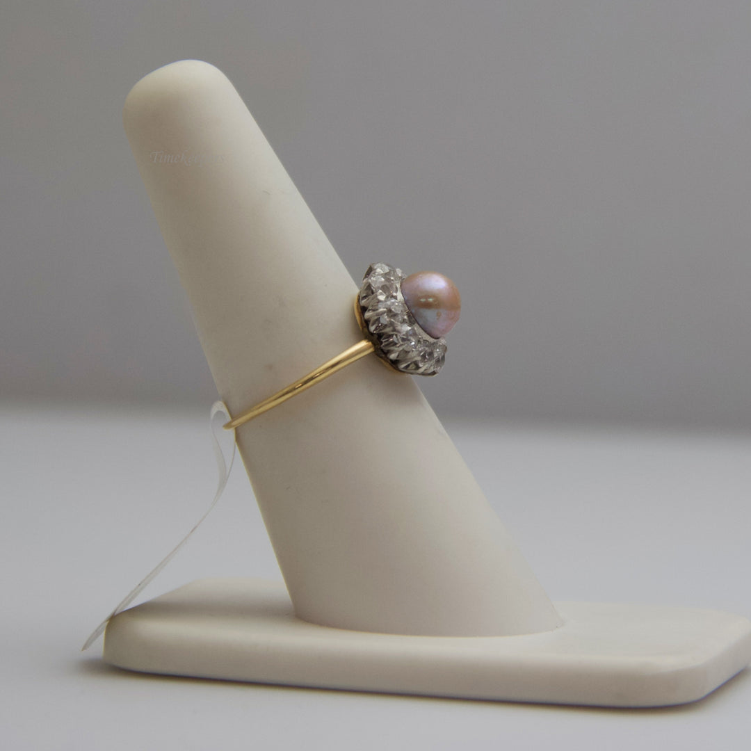 d539 Unique 14k Yellow Gold Pearl Ring