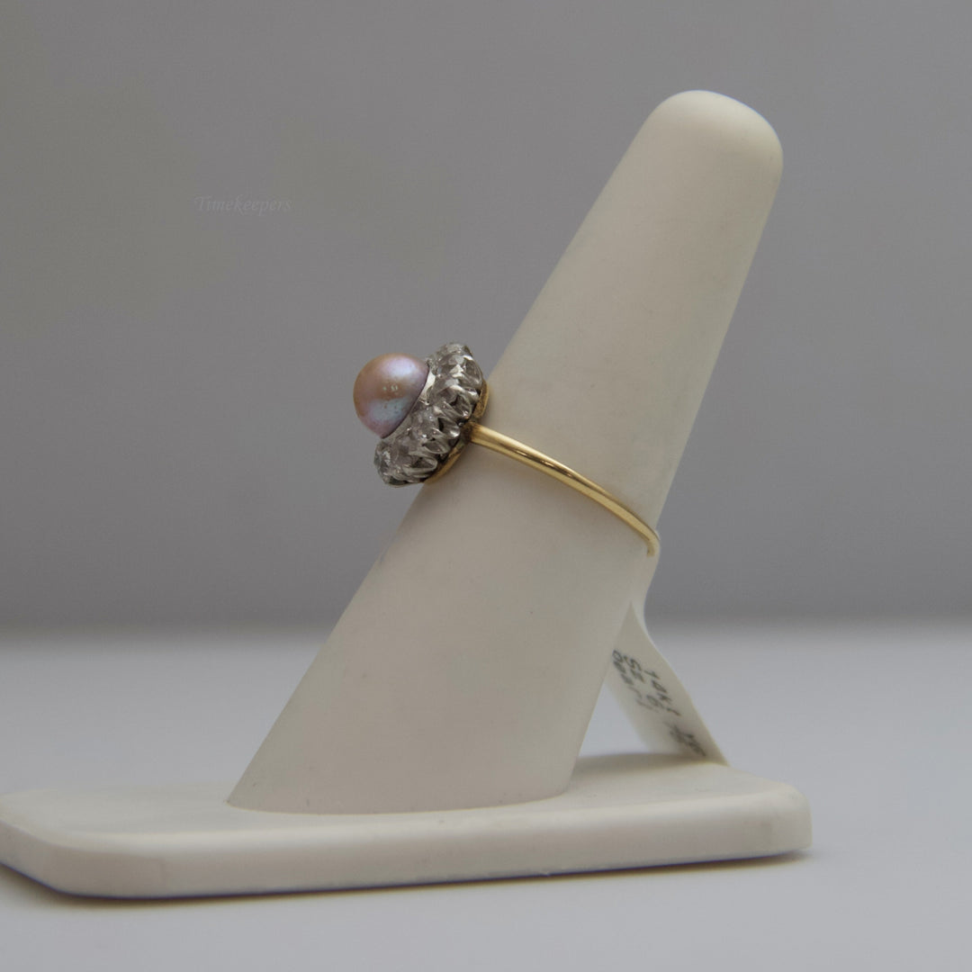 d539 Unique 14k Yellow Gold Pearl Ring