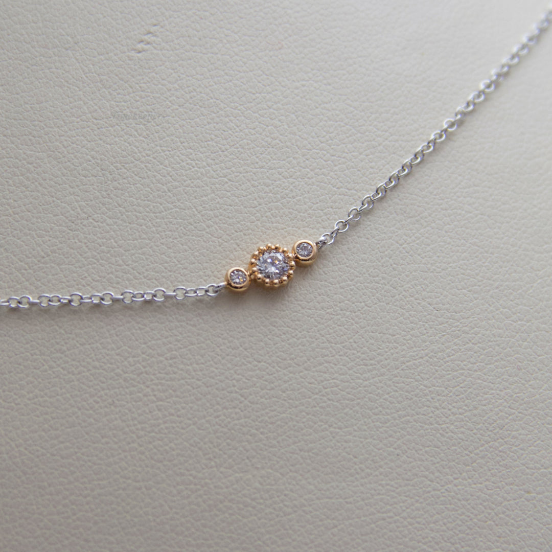 d542 18k Rose Gold &amp; White Gold Diamond Necklace