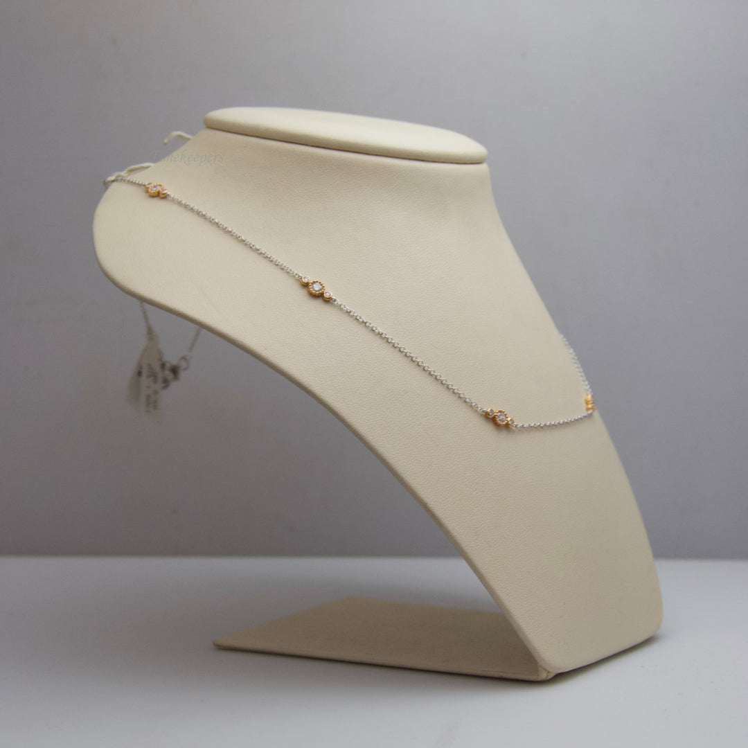 d542 18k Rose Gold &amp; White Gold Diamond Necklace