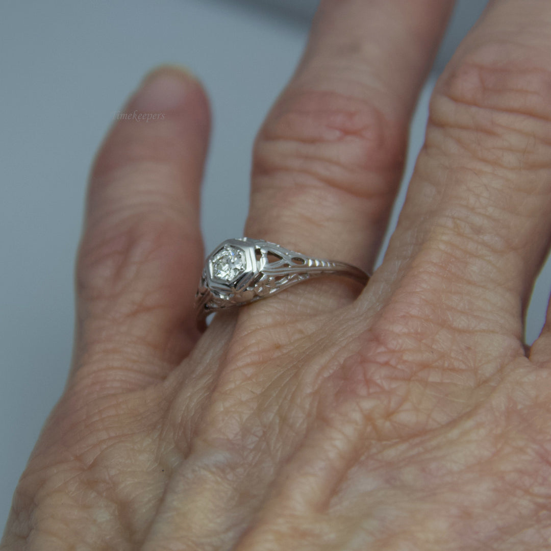 d545 Elegant 14k White Gold Diamond Ring