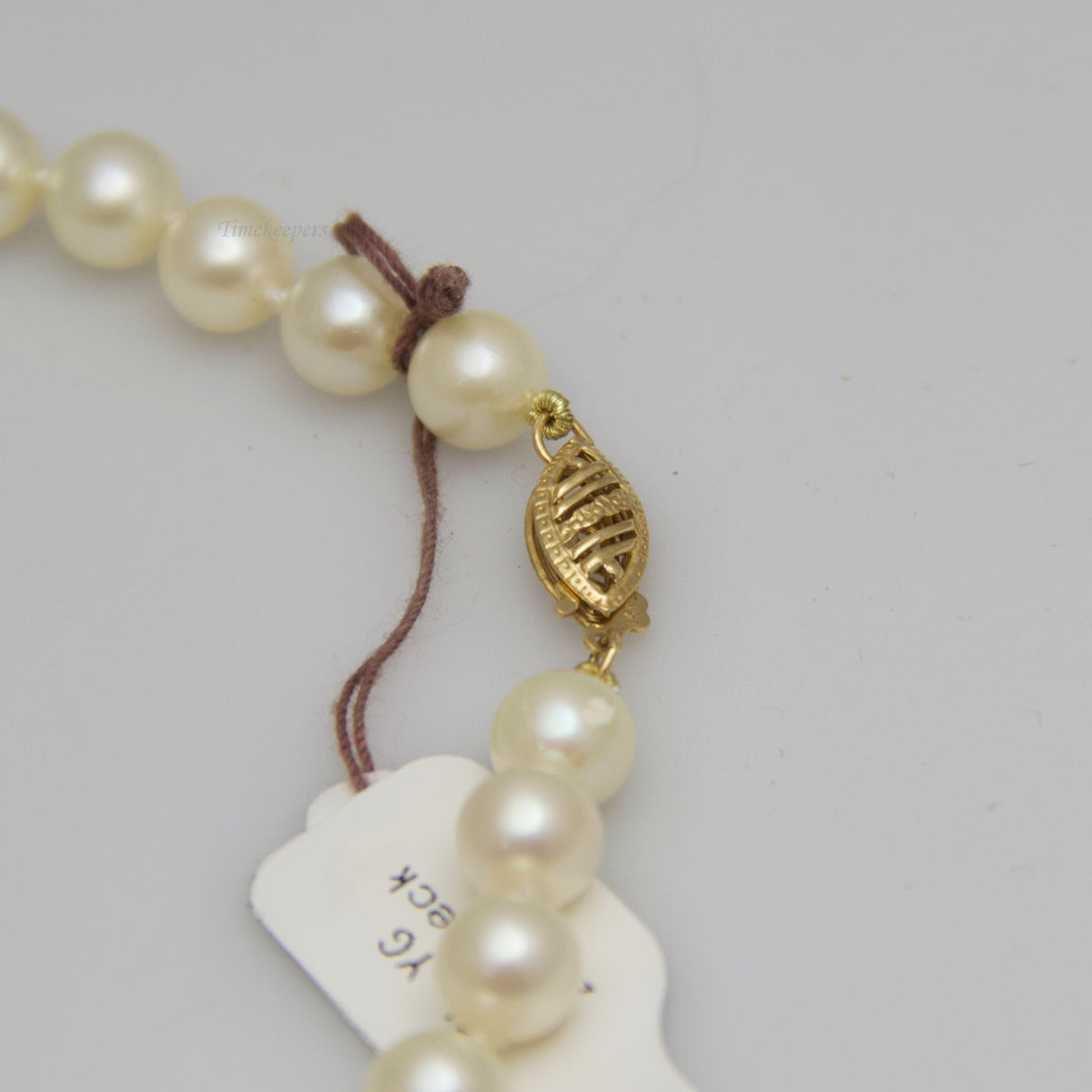 d563 Lovely 14kt Yellow Gold 24" Pearl Necklace