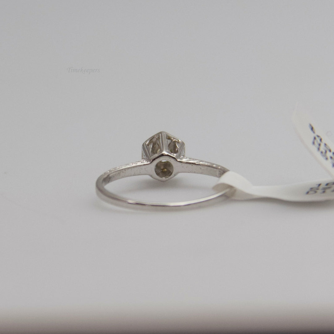 d578 Antique 18kt White Gold Diamond Engagement Ring