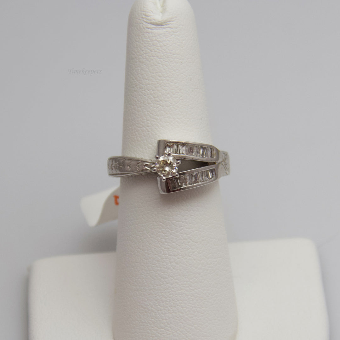 d582 Uniquely Shaped 14kt White Gold Diamond Engagement Ring