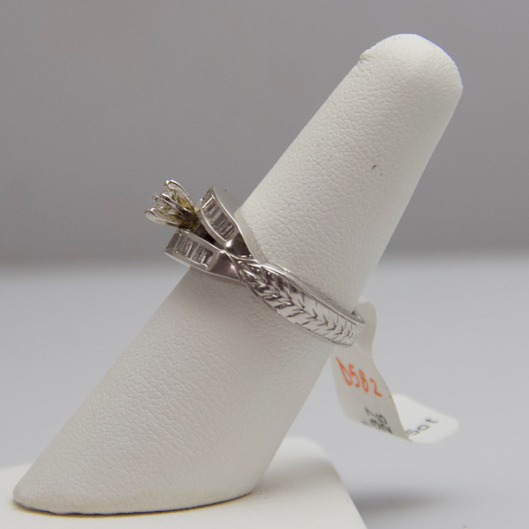 d582 Uniquely Shaped 14kt White Gold Diamond Engagement Ring