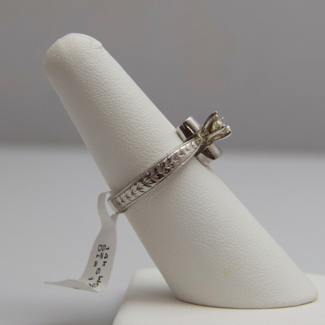 d582 Uniquely Shaped 14kt White Gold Diamond Engagement Ring