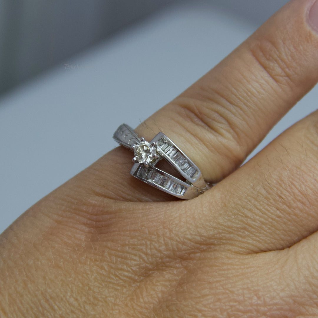 d582 Uniquely Shaped 14kt White Gold Diamond Engagement Ring