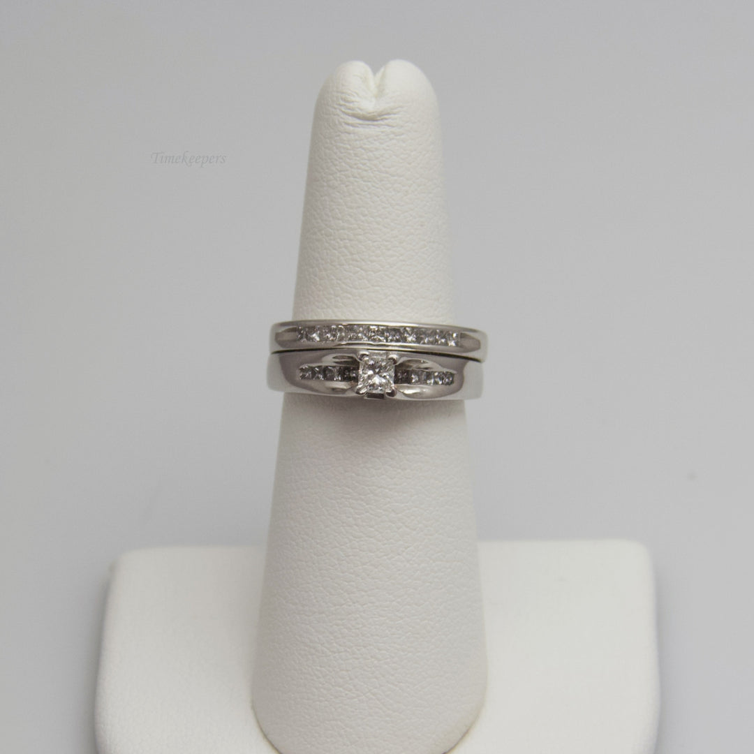 d593 14k White Gold Diamond Wedding Set