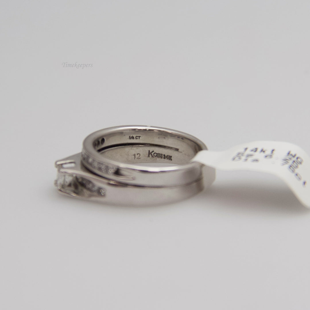 d593 14k White Gold Diamond Wedding Set