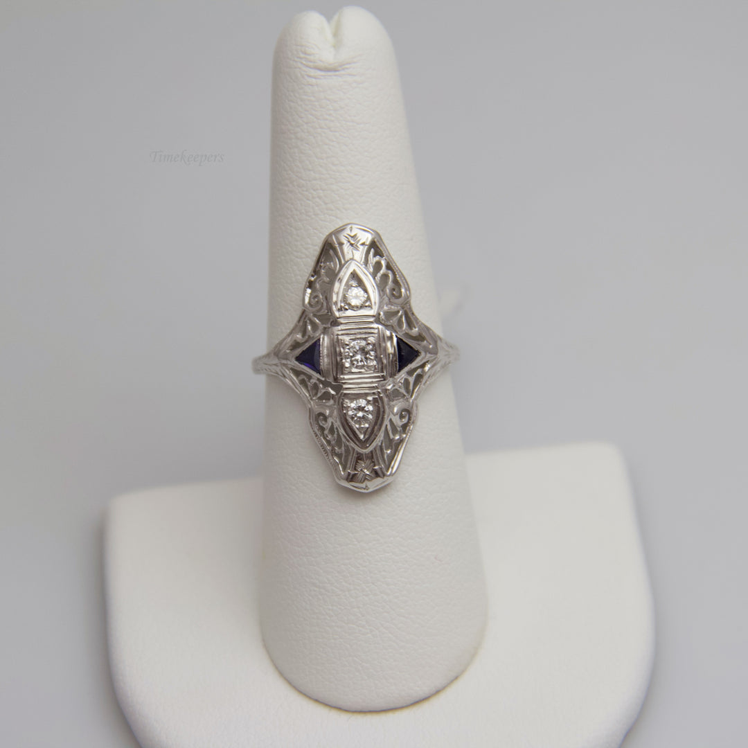 d624 18k White Gold Sapphire Diamond Ring