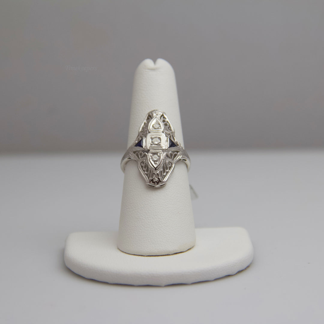 d624 18k White Gold Sapphire Diamond Ring