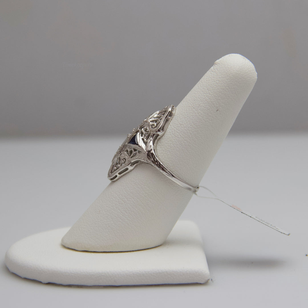 d624 18k White Gold Sapphire Diamond Ring