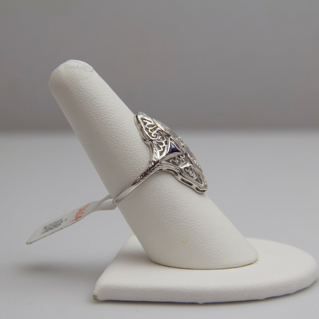 d624 18k White Gold Sapphire Diamond Ring