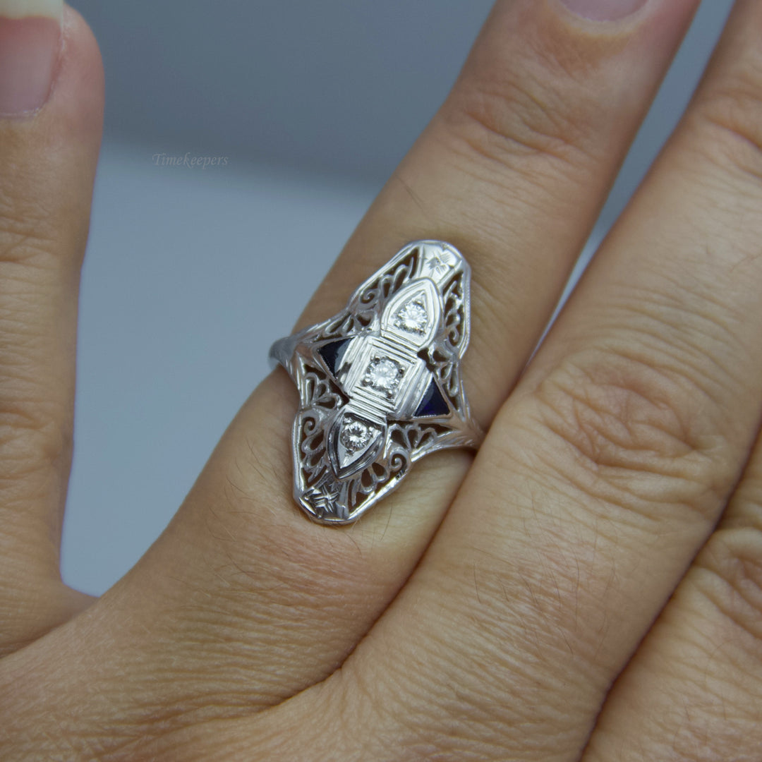 d624 18k White Gold Sapphire Diamond Ring