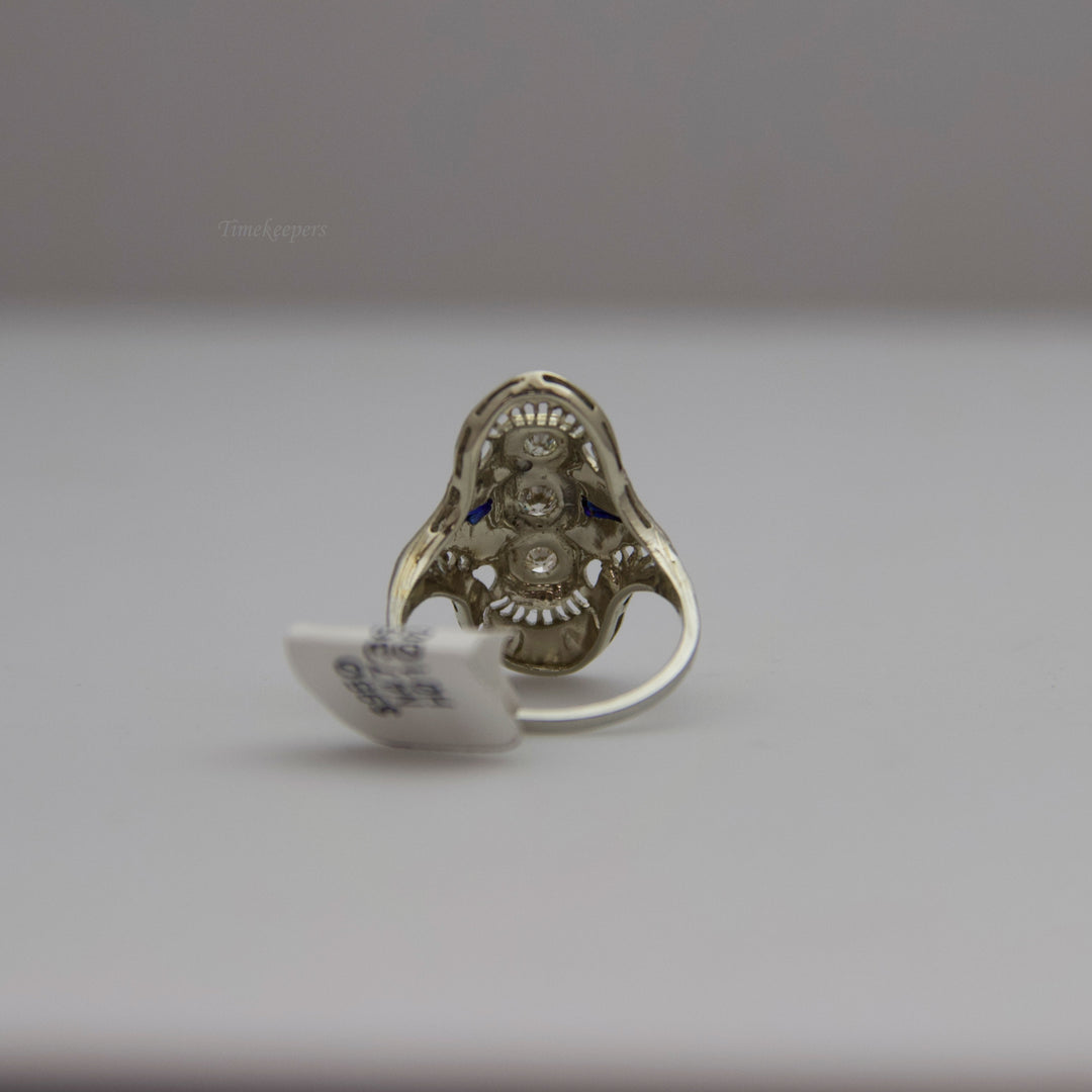 d635 Ornate 18k White Gold Diamond &amp; Sapphire Ring
