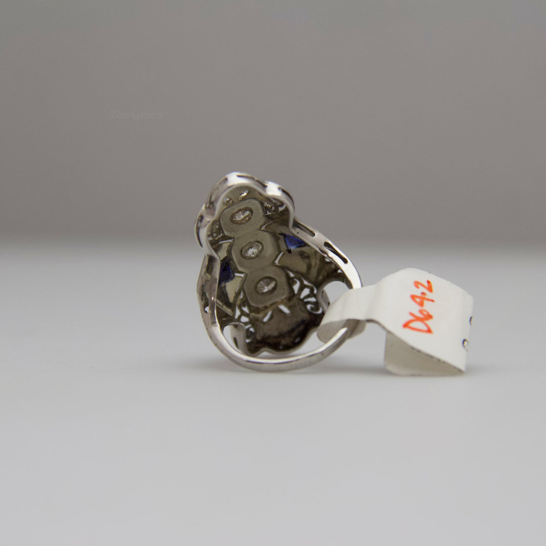 d642 Fancy 18k White Gold Diamond &amp; Sapphire Ring