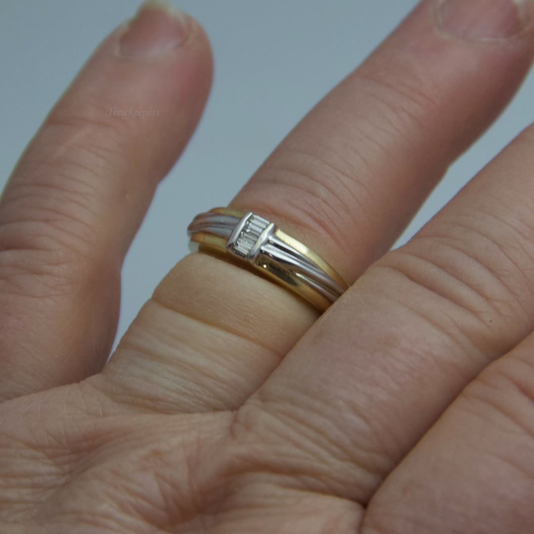 d659 Stately 14k White Gold/Yellow Gold Diamond Wedding Band