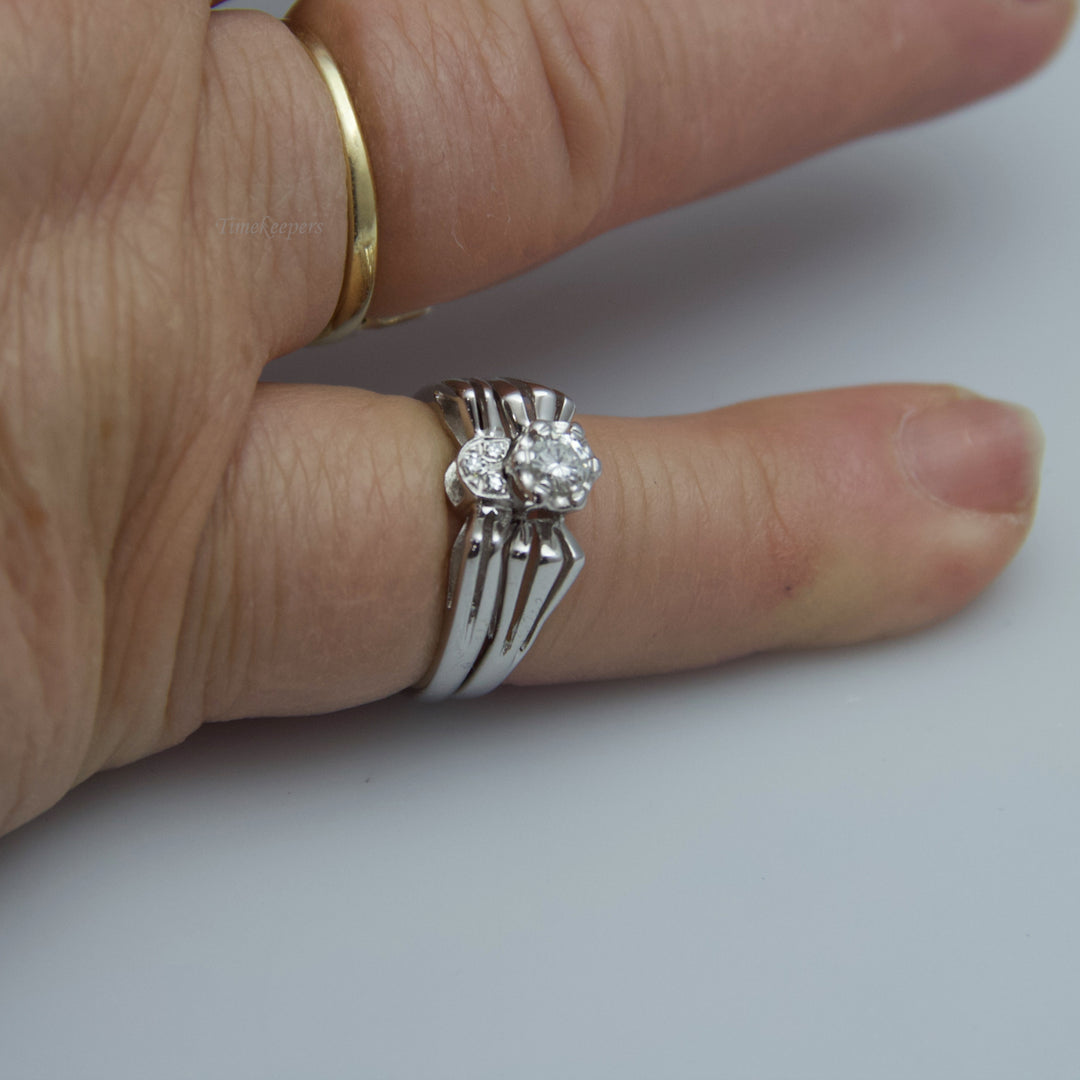 d673 Gorgeous 14k White Gold Diamond Wedding Set