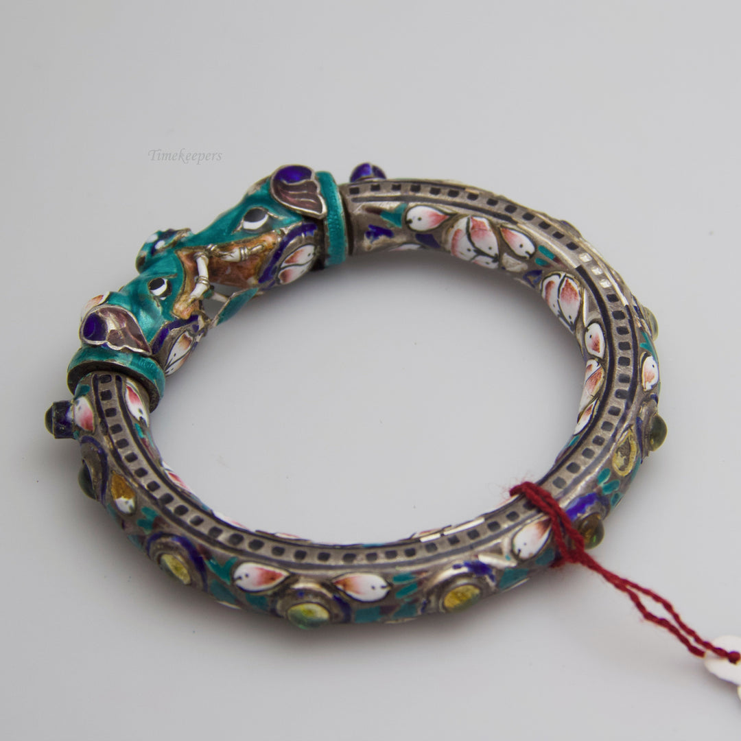 d676 Beautiful Sterling Silver Enamel Bangle Bracelet