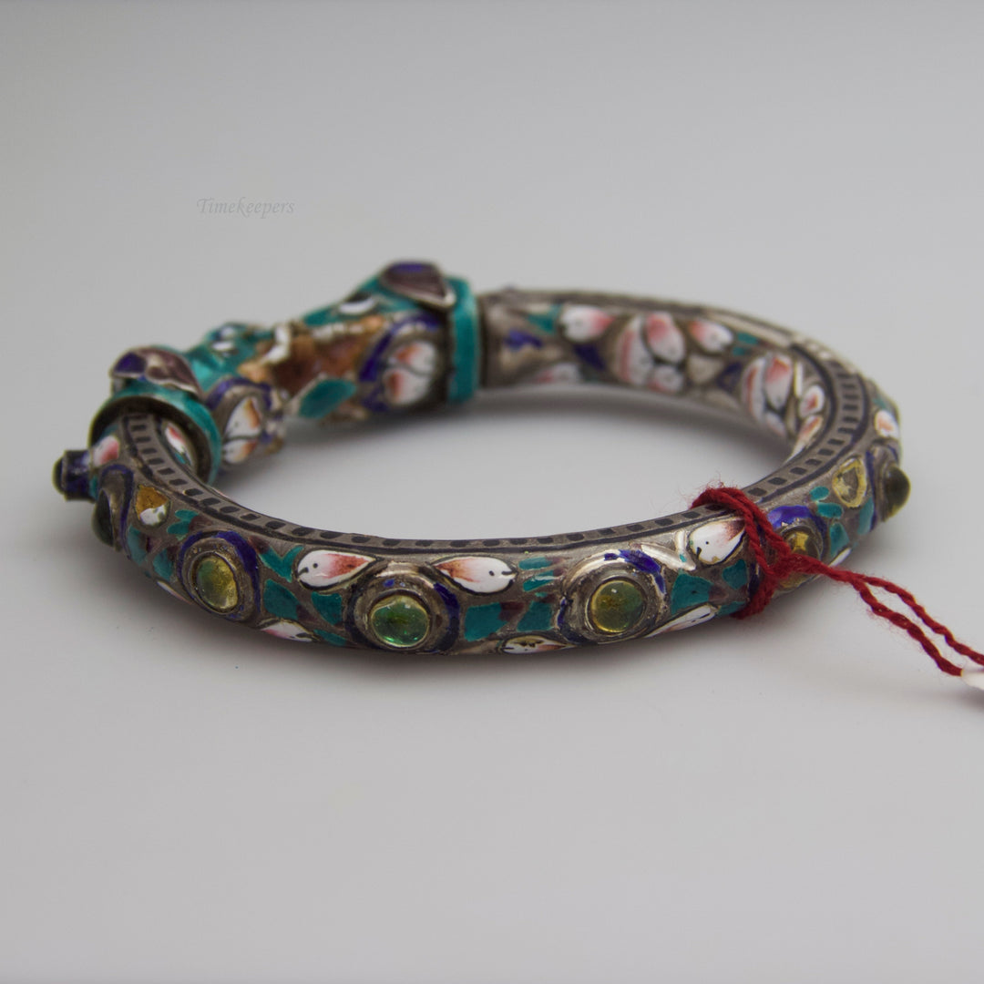 d676 Beautiful Sterling Silver Enamel Bangle Bracelet