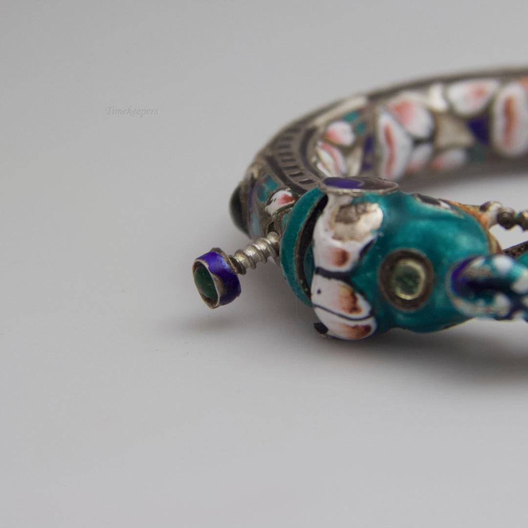 d676 Beautiful Sterling Silver Enamel Bangle Bracelet