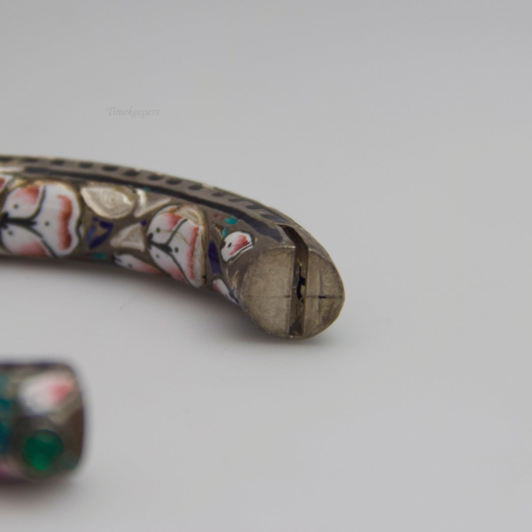 d676 Beautiful Sterling Silver Enamel Bangle Bracelet