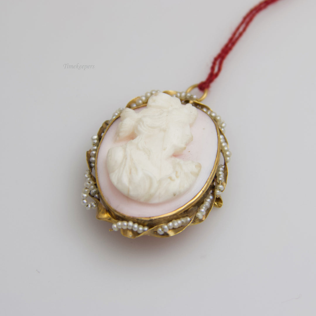 d698 Superb 10k Yellow Gold Cameo Brooch / Pin