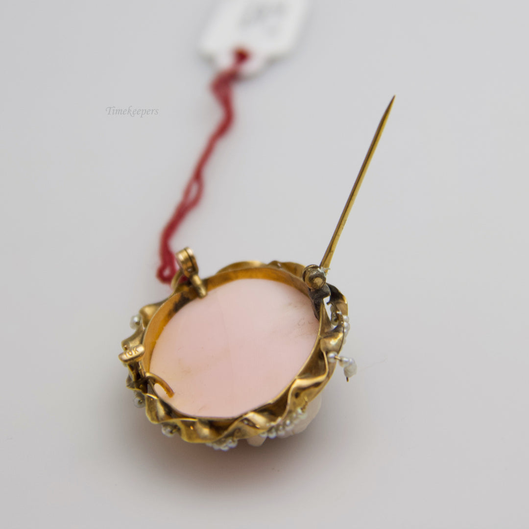 d698 Superb 10k Yellow Gold Cameo Brooch / Pin