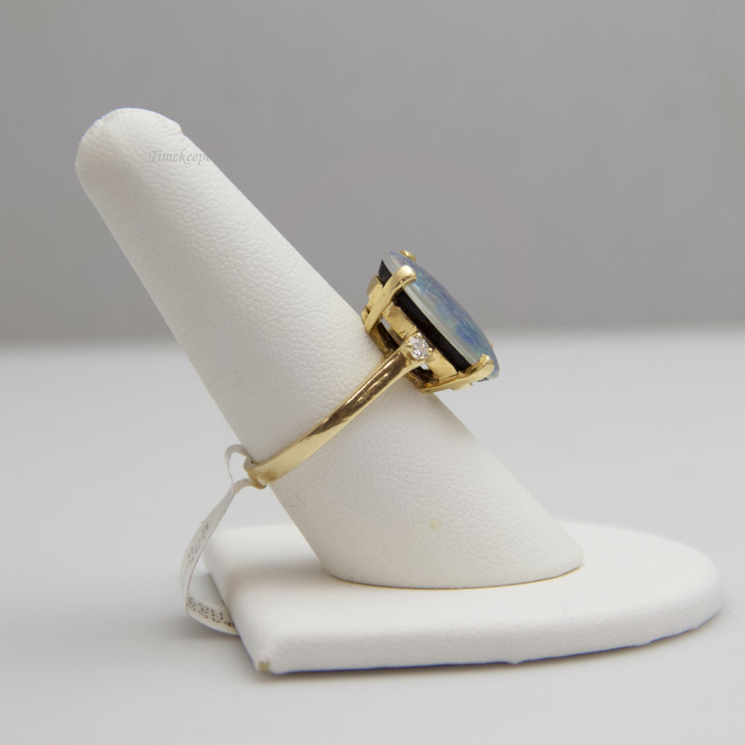 d711 Unique 14k Yellow Gold Doublet Opal Ring