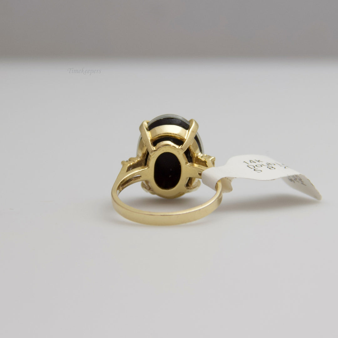 d711 Unique 14k Yellow Gold Doublet Opal Ring