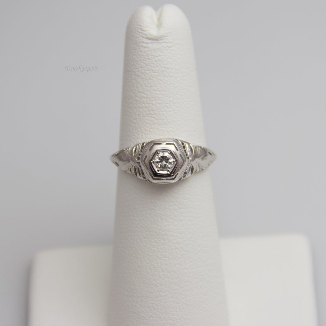 d727 Pretty 14k White Gold Diamond Engagement Ring