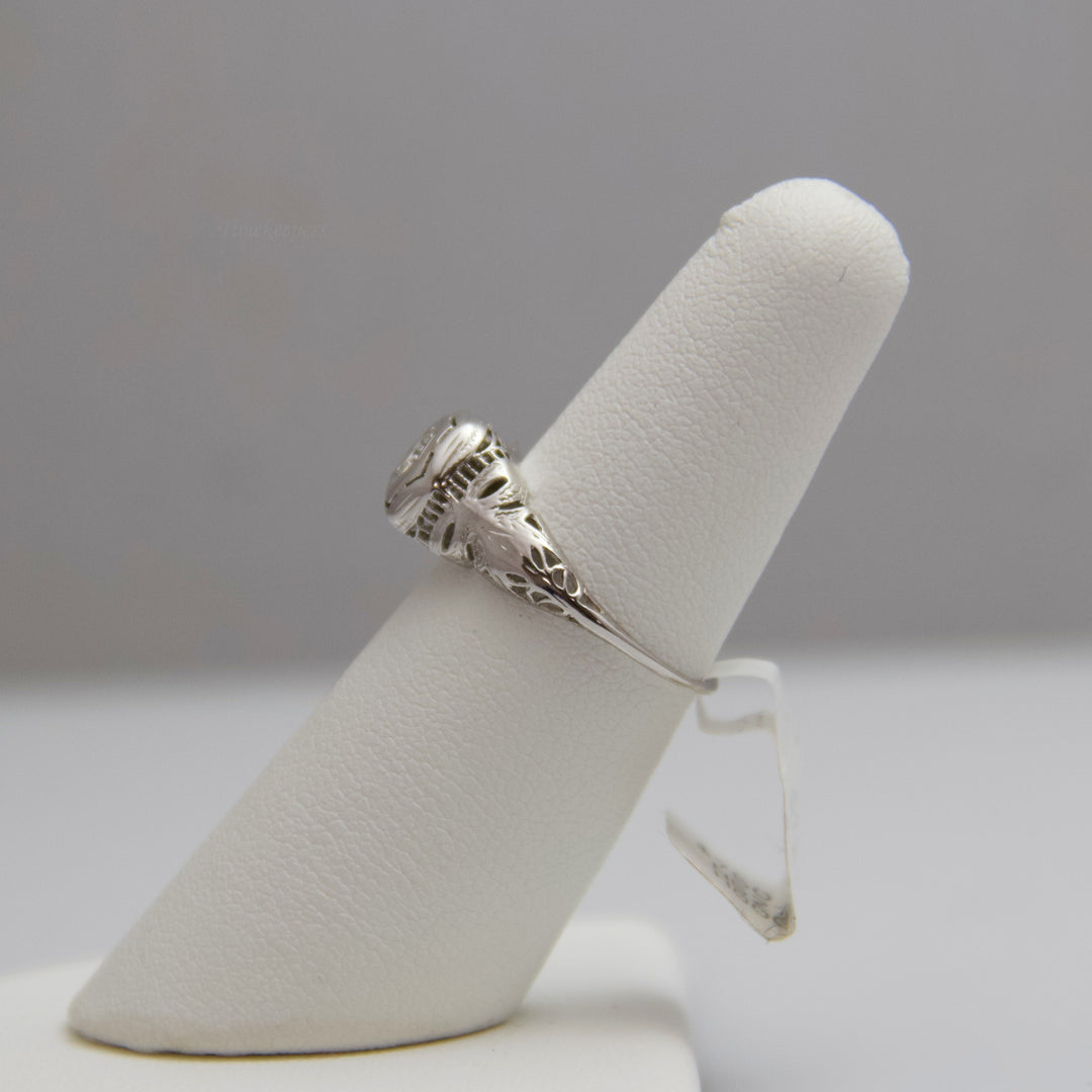 d727 Pretty 14k White Gold Diamond Engagement Ring