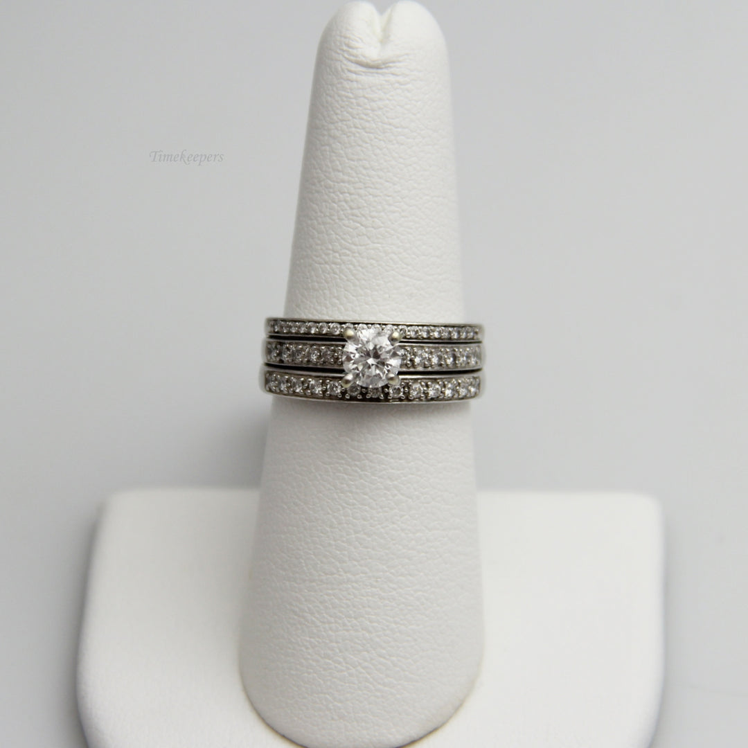 d757 14k White Gold Diamond Wedding Set