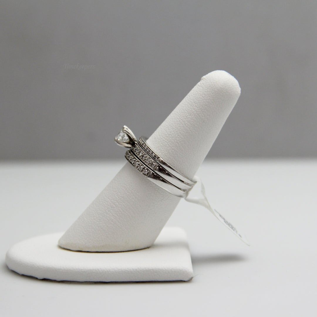 d757 14k White Gold Diamond Wedding Set