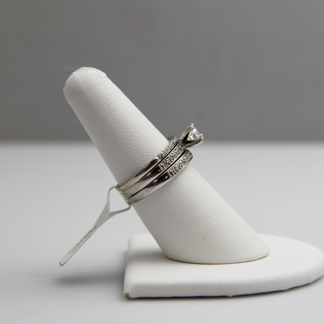 d757 14k White Gold Diamond Wedding Set