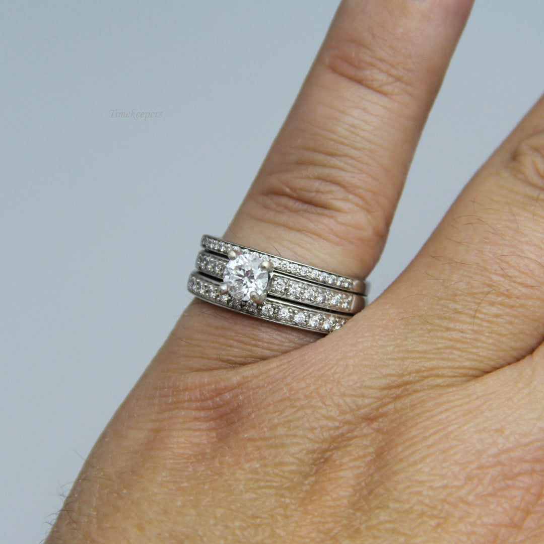 d757 14k White Gold Diamond Wedding Set