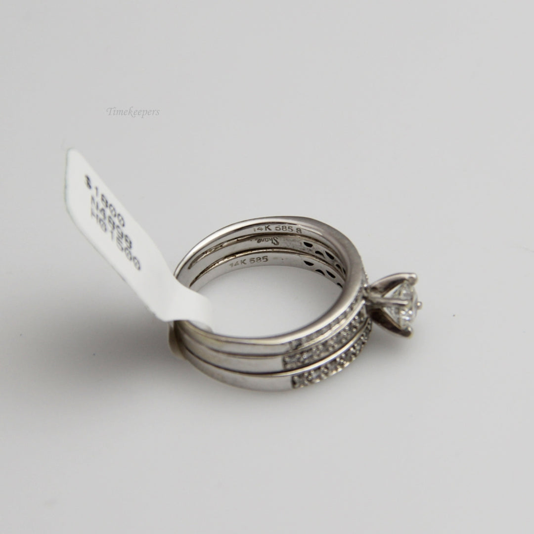 d757 14k White Gold Diamond Wedding Set