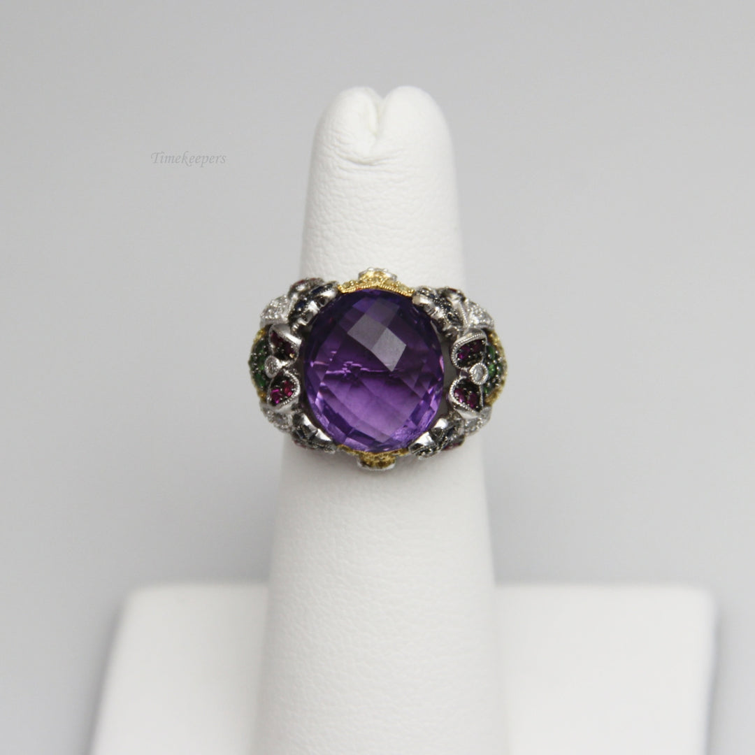 d763 Gorgeous 18k White Gold Amethyst Ring