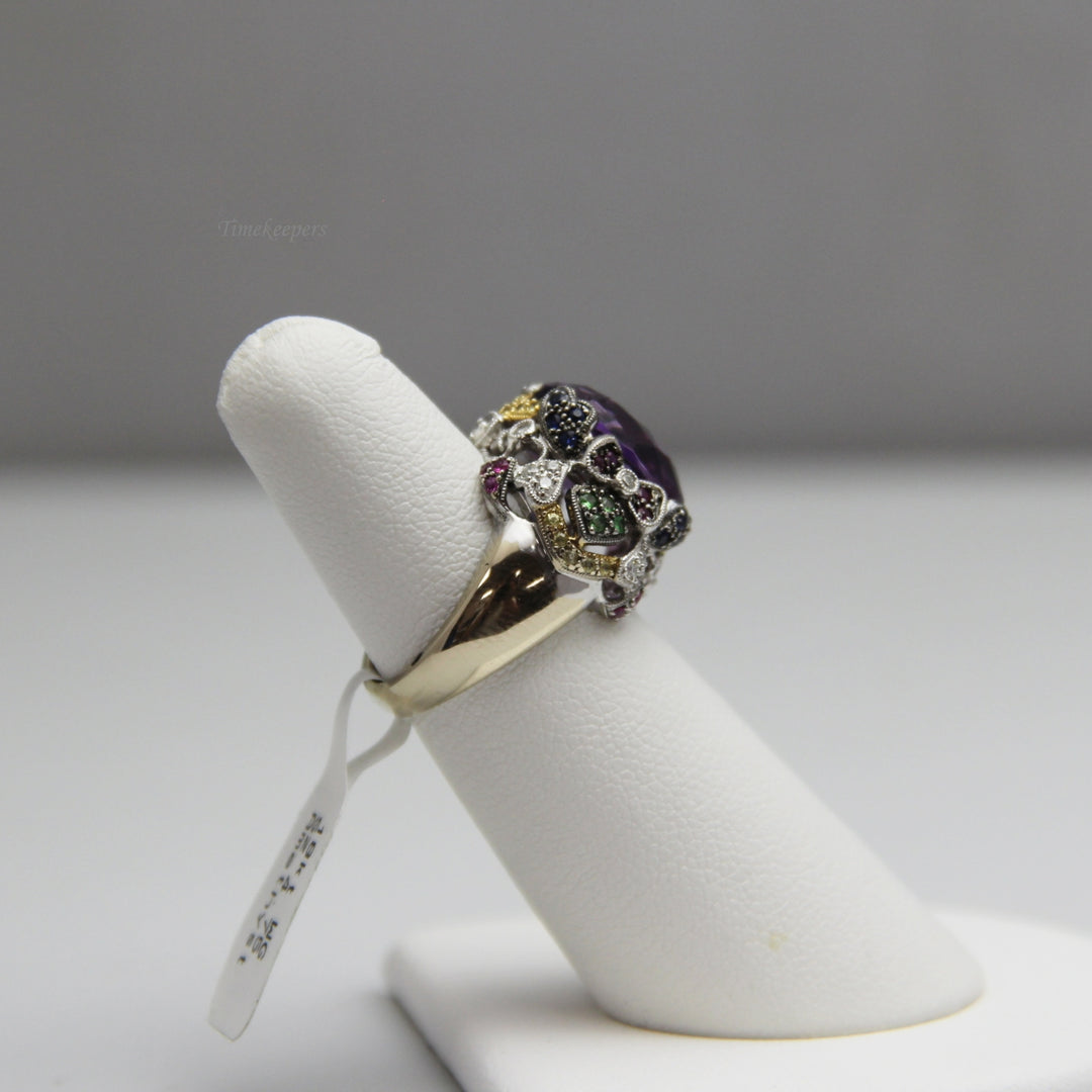 d763 Gorgeous 18k White Gold Amethyst Ring