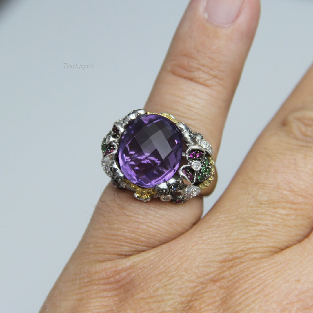 d763 Gorgeous 18k White Gold Amethyst Ring