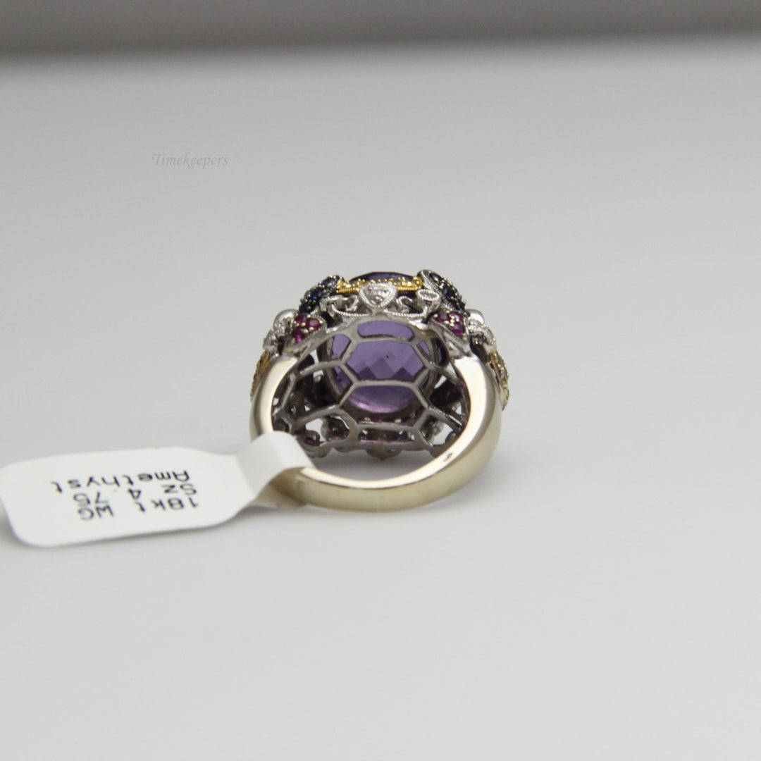 d763 Gorgeous 18k White Gold Amethyst Ring