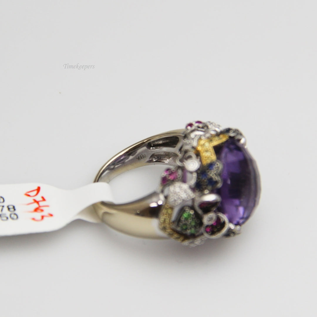 d763 Gorgeous 18k White Gold Amethyst Ring