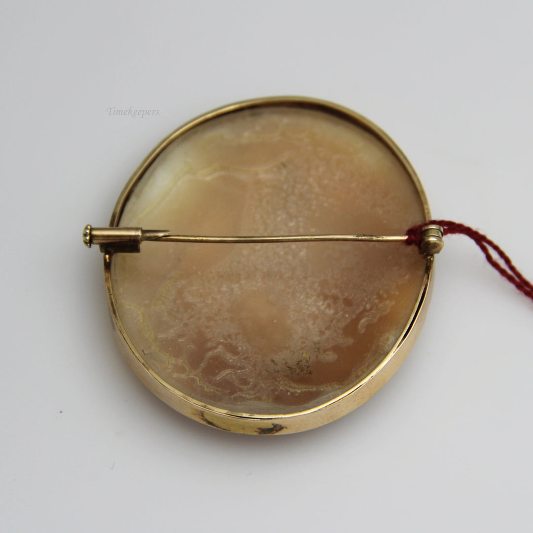 d766 Beautiful 14k Yellow Gold Cameo Brooch